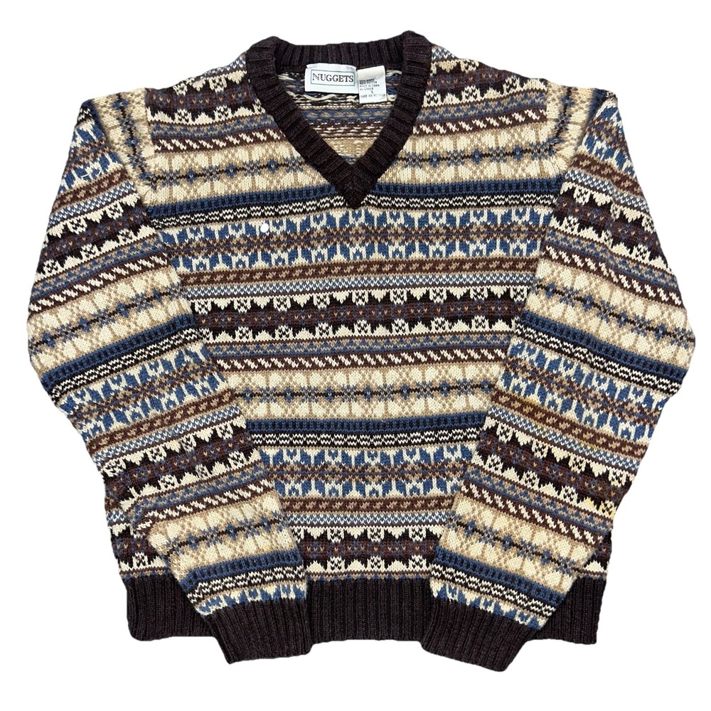 VTG Nuggets Women's Knit Fair Isle Sweater Knit Sz  Small